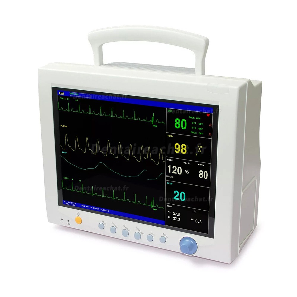 CONTEC® CMS7000 Moniteur multiparamétrique (Température, Respiration, Fréquence de pouls, NIBP, SpO2, ECG)